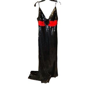 Beautifly Black Sequined Sleeveless Halter Full Length Formal Dress Sz 16